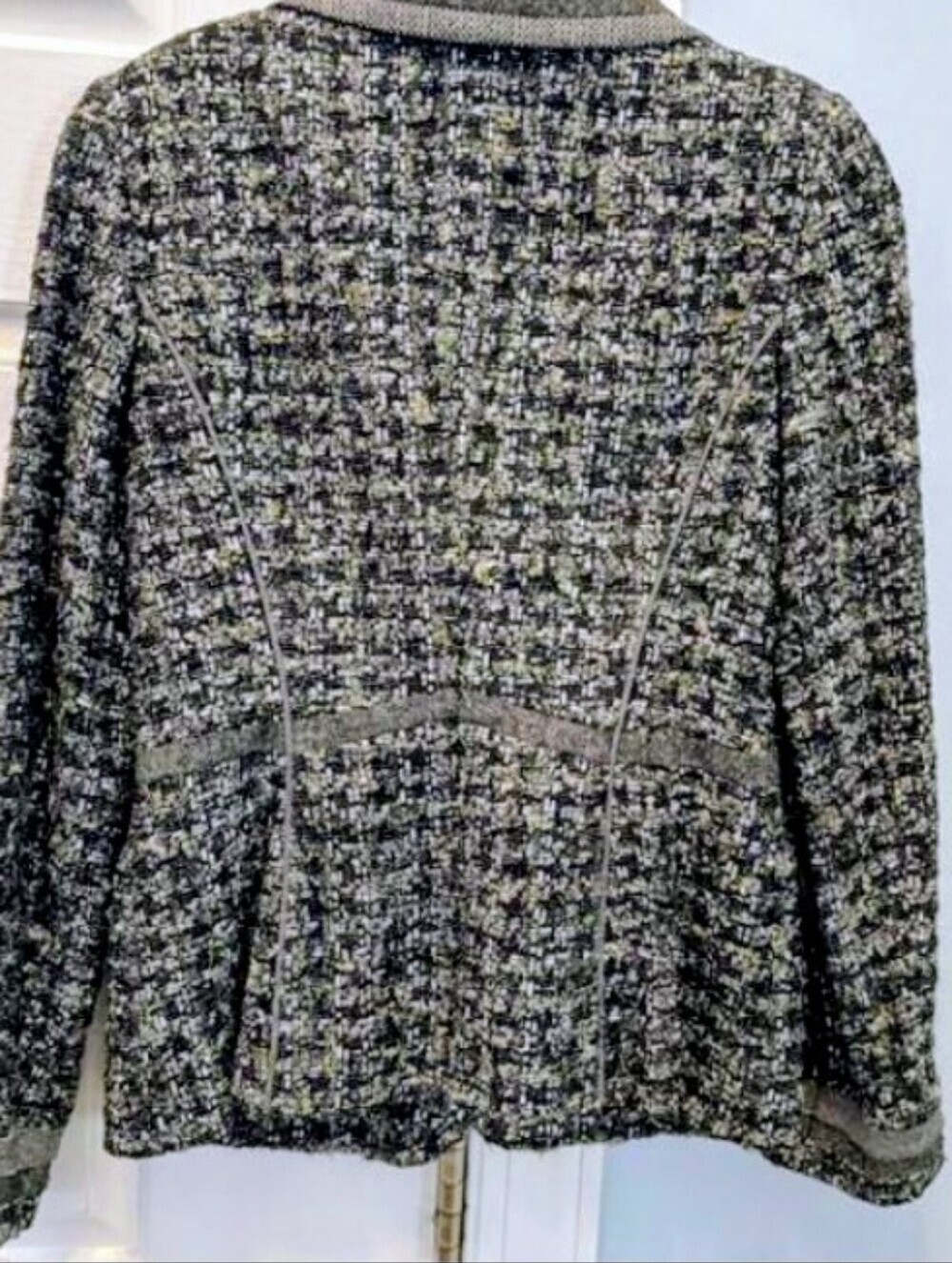 RARE Rena Lange 6/8 Tailored Fantasy Tweed Boucle Detail Peplum Gray Skirt Suit - Picture 7 of 14